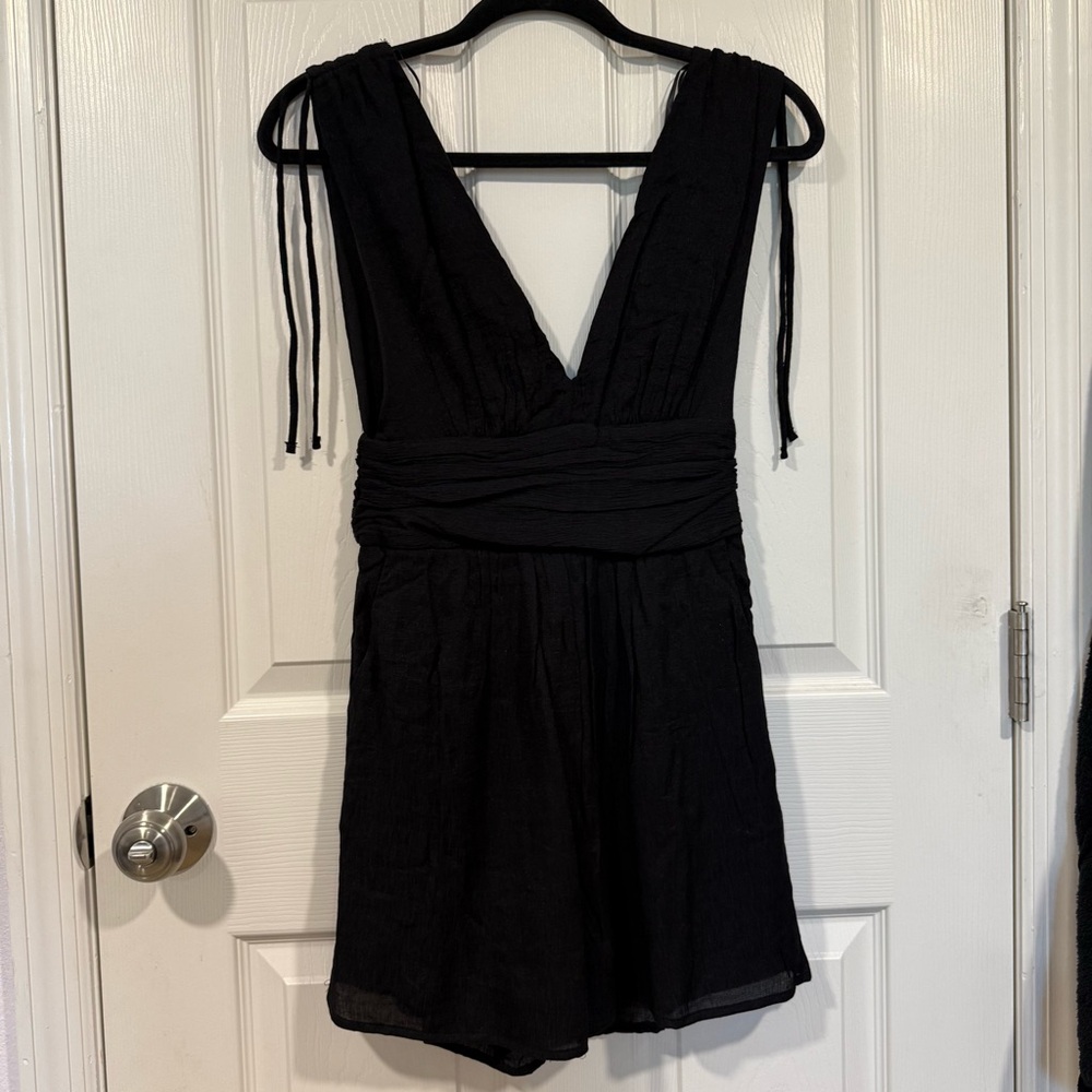Black Textured Romper